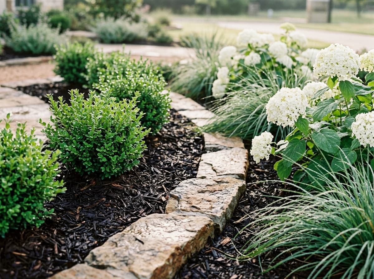 Houston garden bed with integrated brass drip emitters and discrete drainage channel